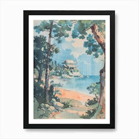 Kamakura Japan 2 Retro Illustration Art Print