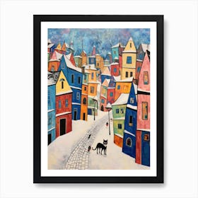 Cat In The Streets Of Harbin   China With Snow 4 Art Print