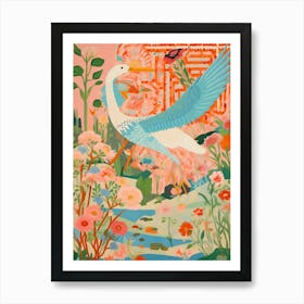 Maximalist Bird Painting Great Blue Heron 1 Art Print