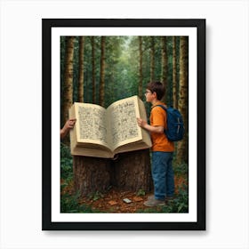 Open Book In The Woods Art Print