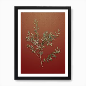 Vintage Myrtle Dahoon Botanical on Falu Red Pattern n.0261 Art Print