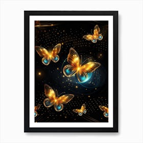 Golden Butterflies Wallpaper 3 Art Print