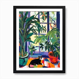 Painting Of A Cat In Brooklyn Botanic Garden, Usa In The Style Of Matisse 01 Art Print