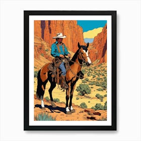 Cowboy On Horseback Art Print