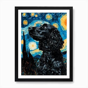 English Cocker Spaniel Starry Night Dog Portrait Art Print