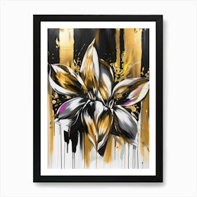 Gold And Black Flower Art Print