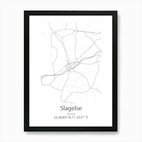 Slagelse,Denmark Minimalist Map Art Print