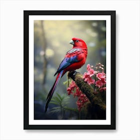 Tropical Melody: Crimson Rosella Wall Decor Art Print