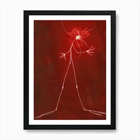 Red Man Standing On A Red Background Art Print