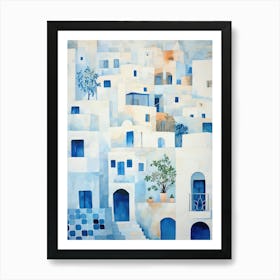 Blue Houses In Greece 1 Art Print