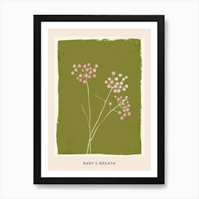 Pink & Green Babys Breath 1 Flower Poster Art Print