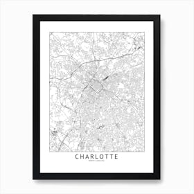 Charlotte White Map Line Art Print