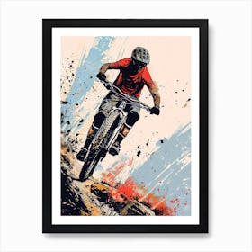 Mountain Biker Riding Down A Hill sport Art Print