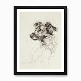 Dog Charcoal Line Sketch Art Print