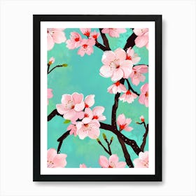 Sakura Blossom Seamless Pattern Art Print