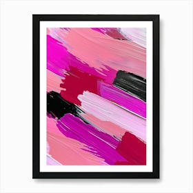 Abstract Background With Pink And Black Paint Strokes Art Print