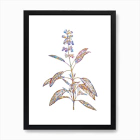 Stained Glass Sage Plant Mosaic Botanical Illustration on White n.0130 Art Print