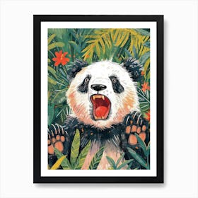 Giant Panda Growling Storybook Illustration 2 Art Print