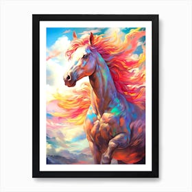 Horse With Rainbow Mane Art Print