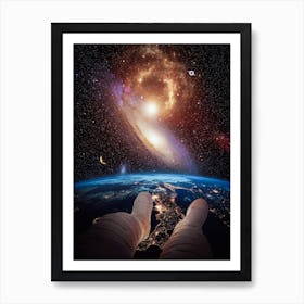 Astronaut Weightlessness Earth Art Print