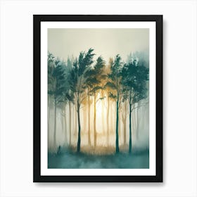 Forest At Sunrise Art Print