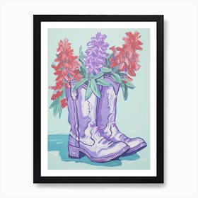 A Painting Of Cowboy Boots With Snapdragon Flowers, Fauvist Style, Still Life 2 Art Print