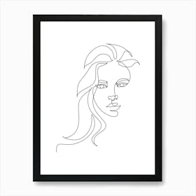 Continuous Line Drawing Of A Woman'S Face 1 Art Print