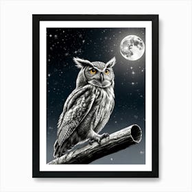 Owl At Night Art Print