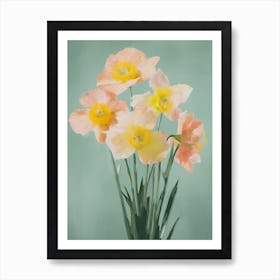 Bunch Of Daffodils Flowers Acrylic Painting In Pastel Colours 12 Art Print