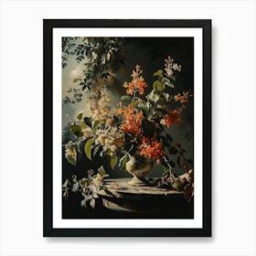 Baroque Floral Still Life Honeysuckle 2 Art Print