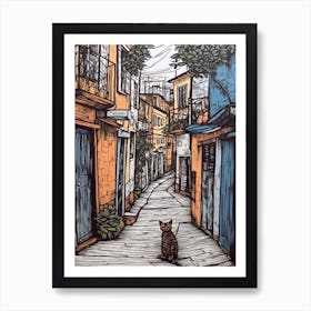 Painting Of Havana With A Cat Drawing 2 Art Print
