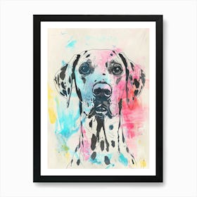 Dalmation Dog Pastel Line Illustration 2 Art Print