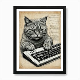 Cat On Keyboard 1 Art Print