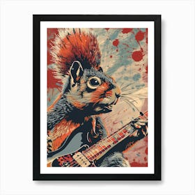 Squirrel Playing Guitar Art Print