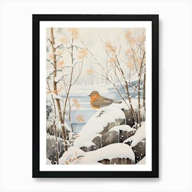 Winter Bird Painting Hermit Thrush 2 Art Print