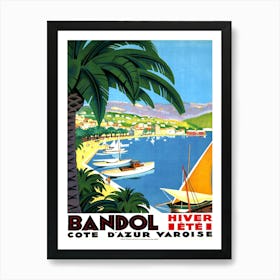 Bandol, France, Sailing Boat On The Port Art Print