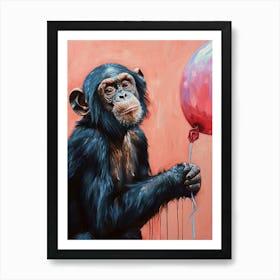 Cute Bonobo 3 With Balloon Art Print