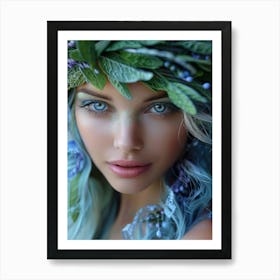 Beautiful Woman With Blue Hair Art Print