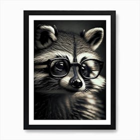 Raccoon Wearing Glasses Vintage 2 Art Print