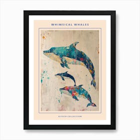 Whimsical Whales Brushstrokes Poster 2 Art Print