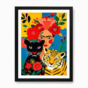 Frida Kahlo Tiger Panther Art Print