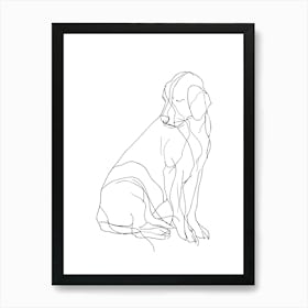 Dog Drawing Minimalist Line Art Monoline Illustration Art Print
