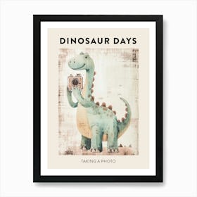 Taking A Photo Dinosaur Poster Art Print