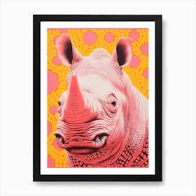 Pink Polka Dot Rhino 2 Art Print