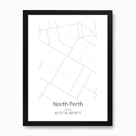 North Perth,Canada Minimalist Map Art Print