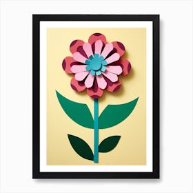 Cut Out Style Flower Art Zinnia 2 Art Print