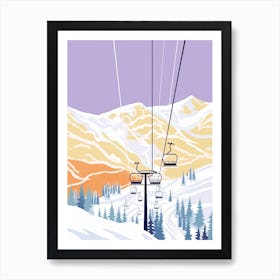 Telluride Ski Resort   Colorado, Usa, Ski Resort Pastel Colours Illustration 3 Art Print