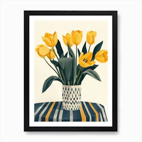 Tulip Flowers On A Table   Contemporary Illustration 3 Art Print