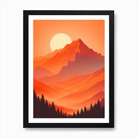 Misty Mountains Vertical Composition In Orange Tone 252 Art Print