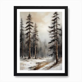 Winter Pine Forest Christmas Painting (3) Art Print